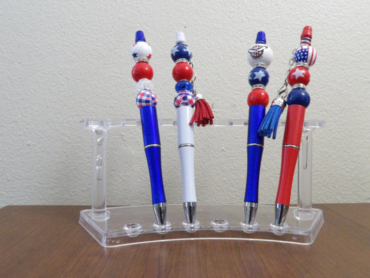 Patriotic Beaded Pens – Red, White & Blue USA Ink Pens