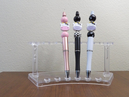 Cow-Themed Beaded Pens – Cute Farm Animal Ink Pens