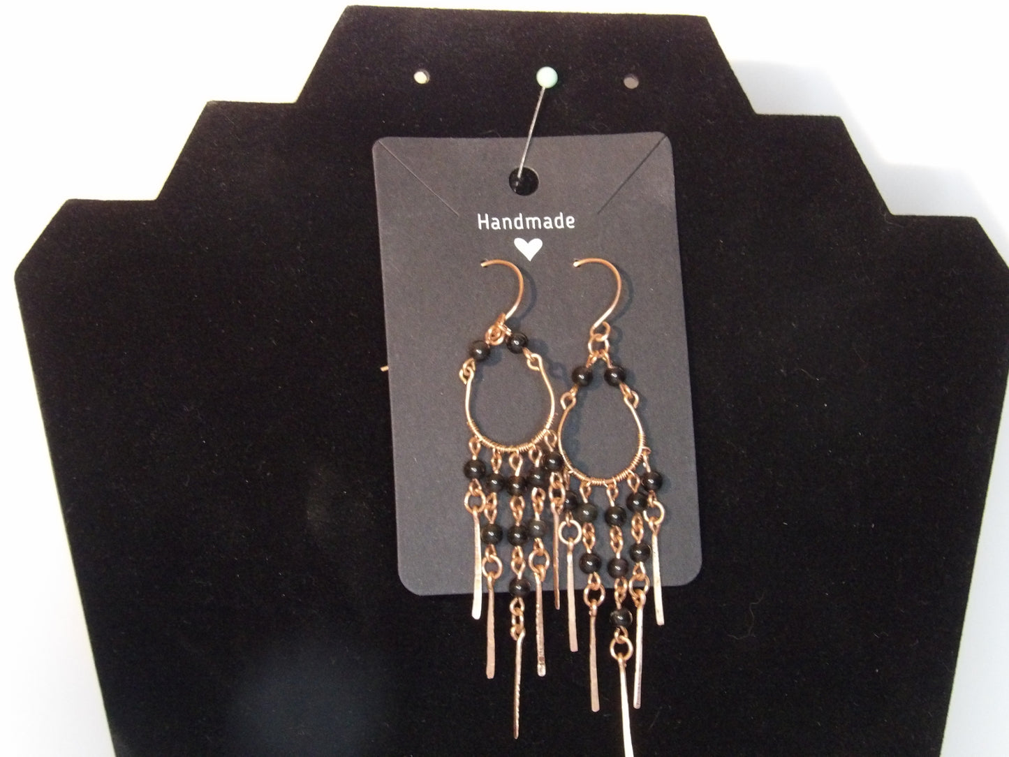 Hand Wrapped Copper Stone Earrings