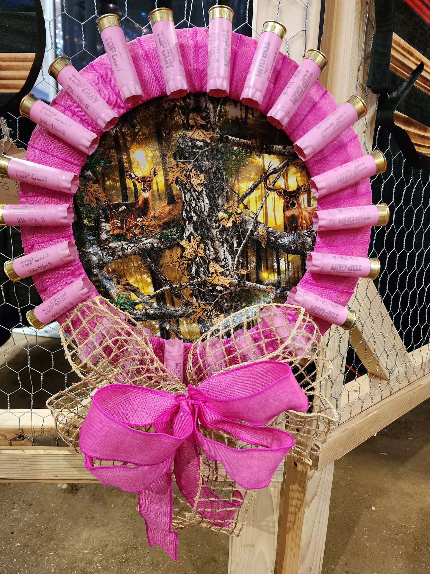 Pink Ribbon Shotgun Wreath