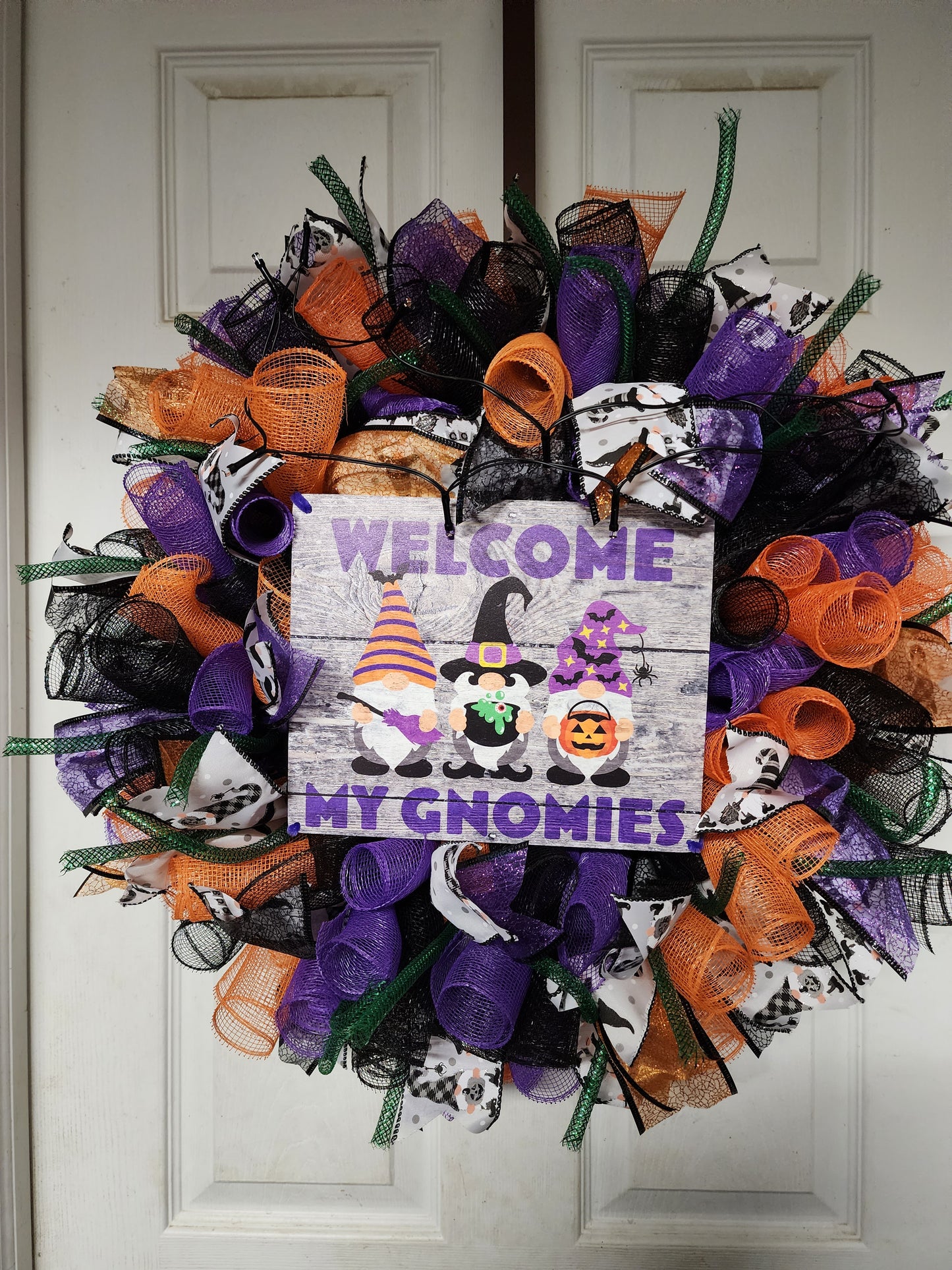 Welcome My Gnomies Deco Mesh Wreath