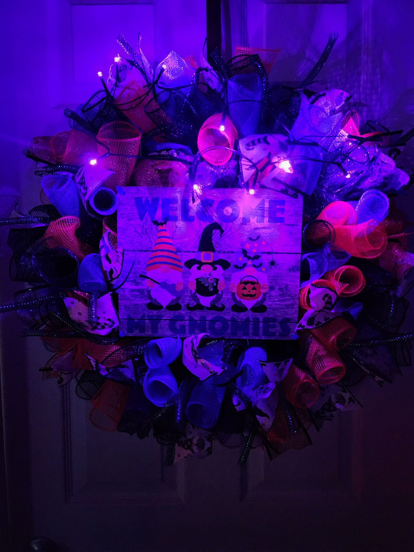 Welcome My Gnomies Deco Mesh Wreath