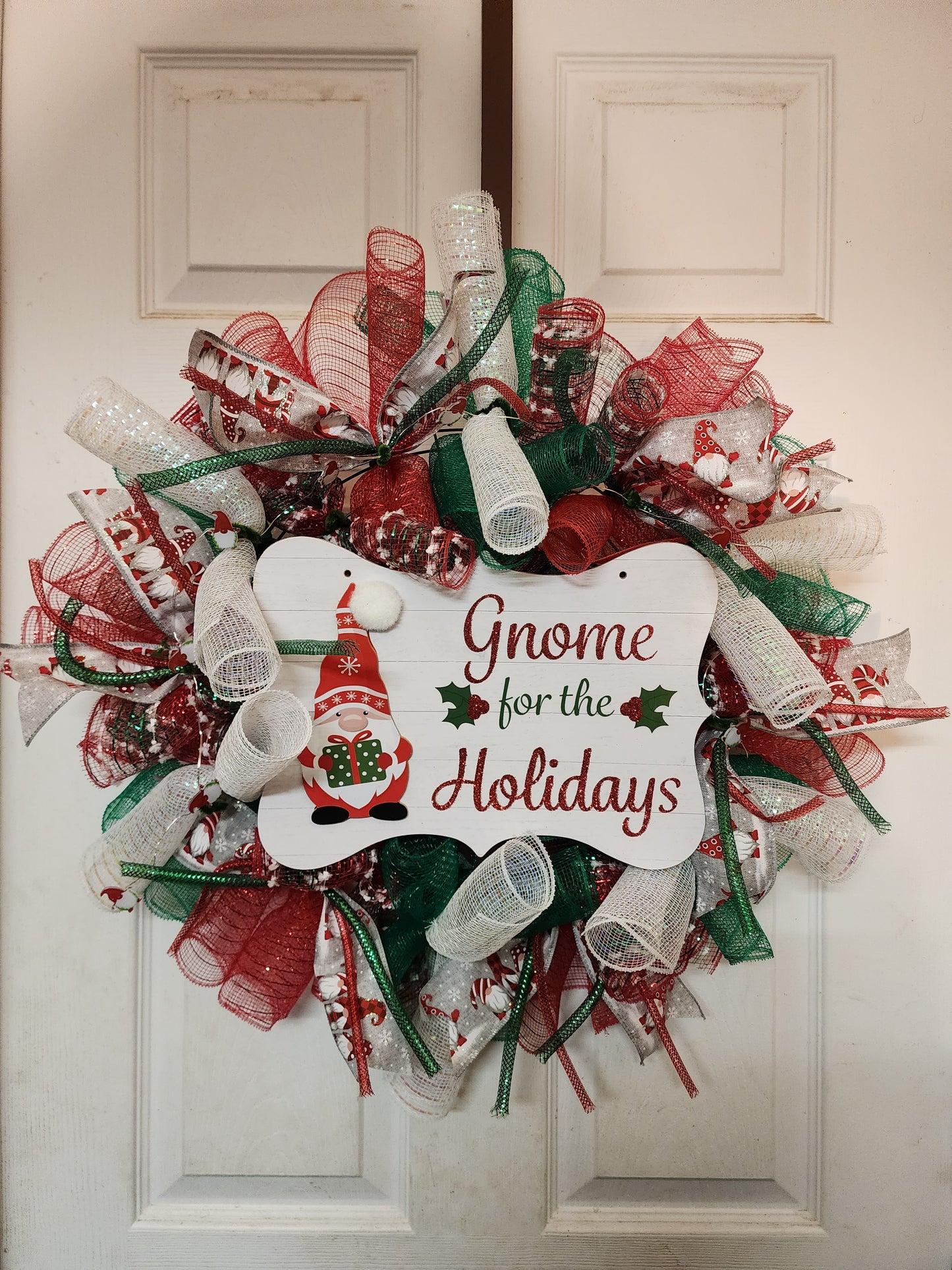 Gnome Christmas Wreath with Lights