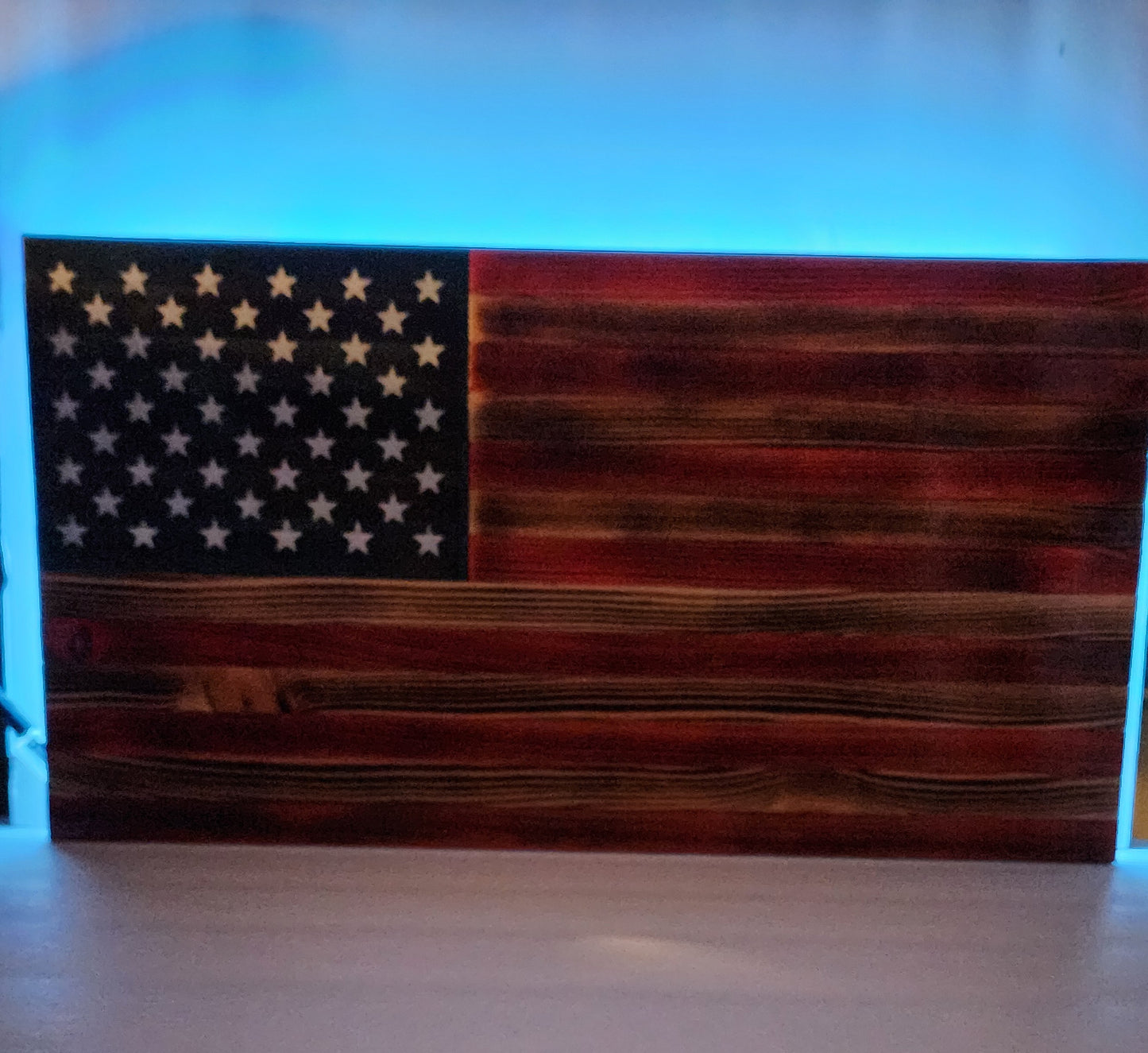 Rustic American Flag with Lights