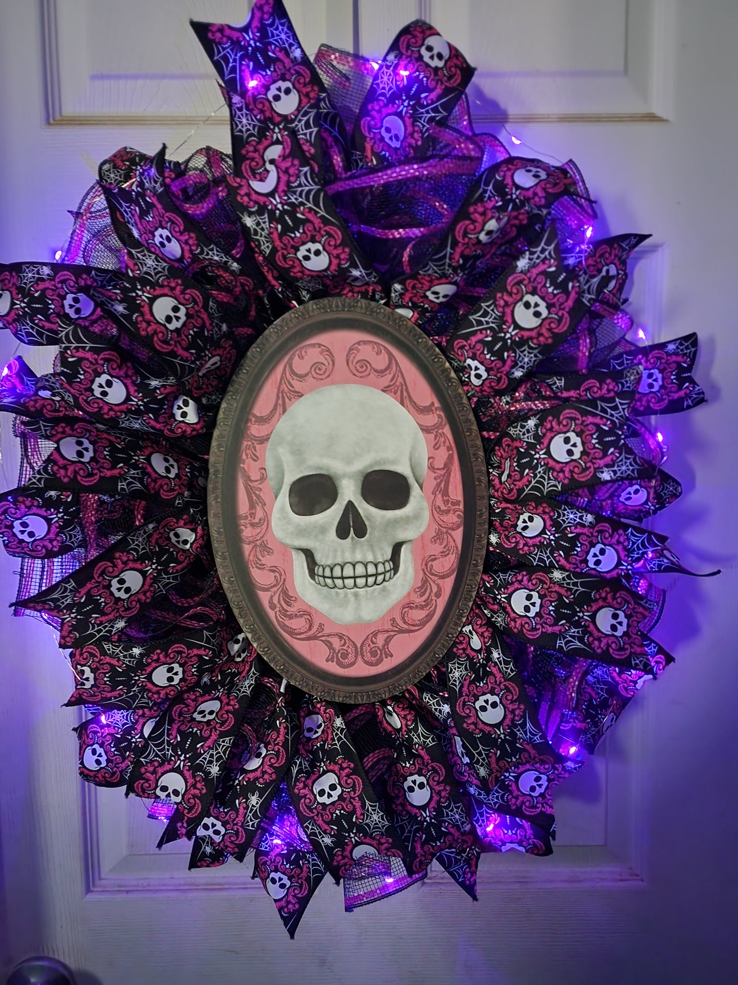Pink Skull Wreath