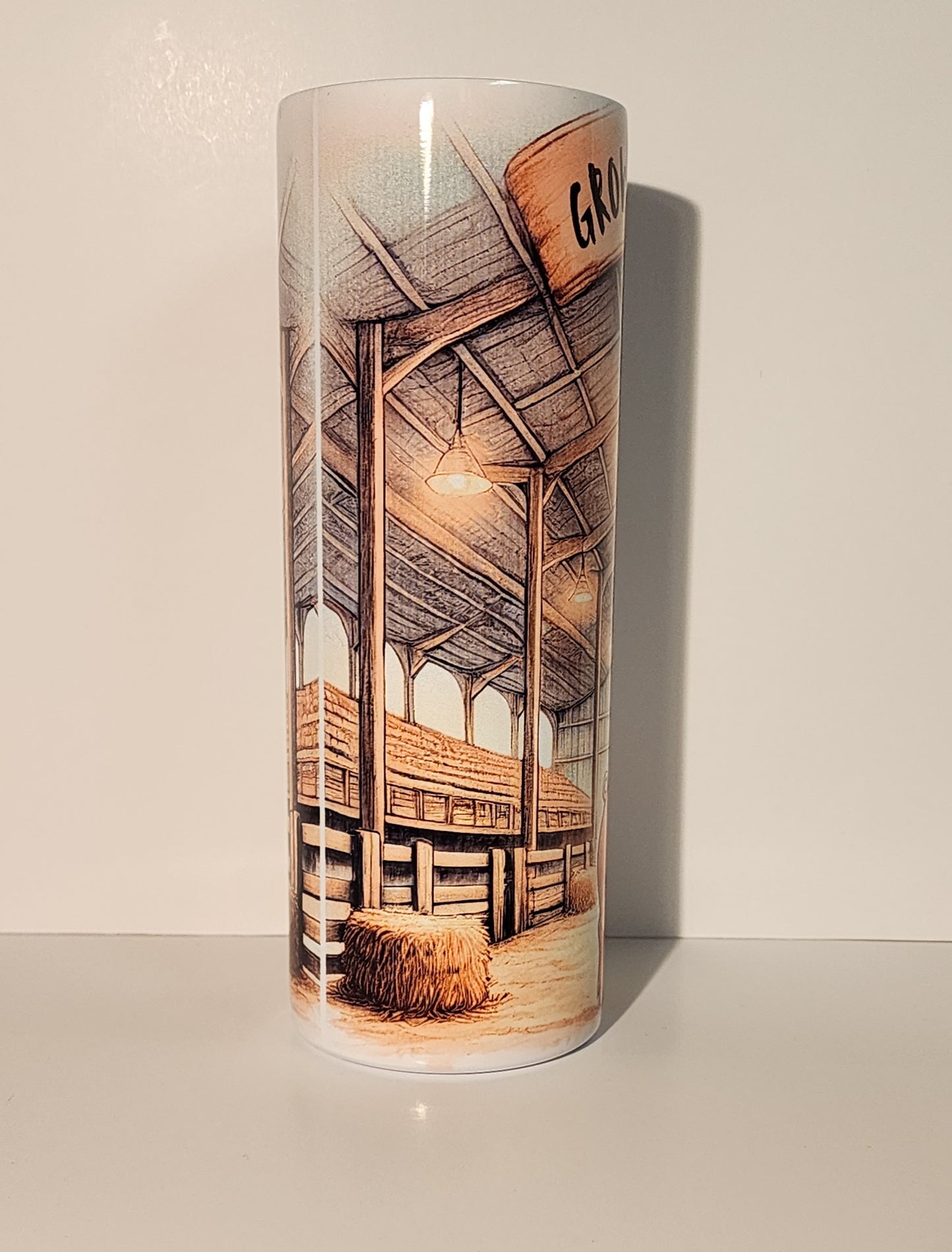 Light Blue-1 Grow 'Em & Show 'Em" Pig Barn Design Tumbler