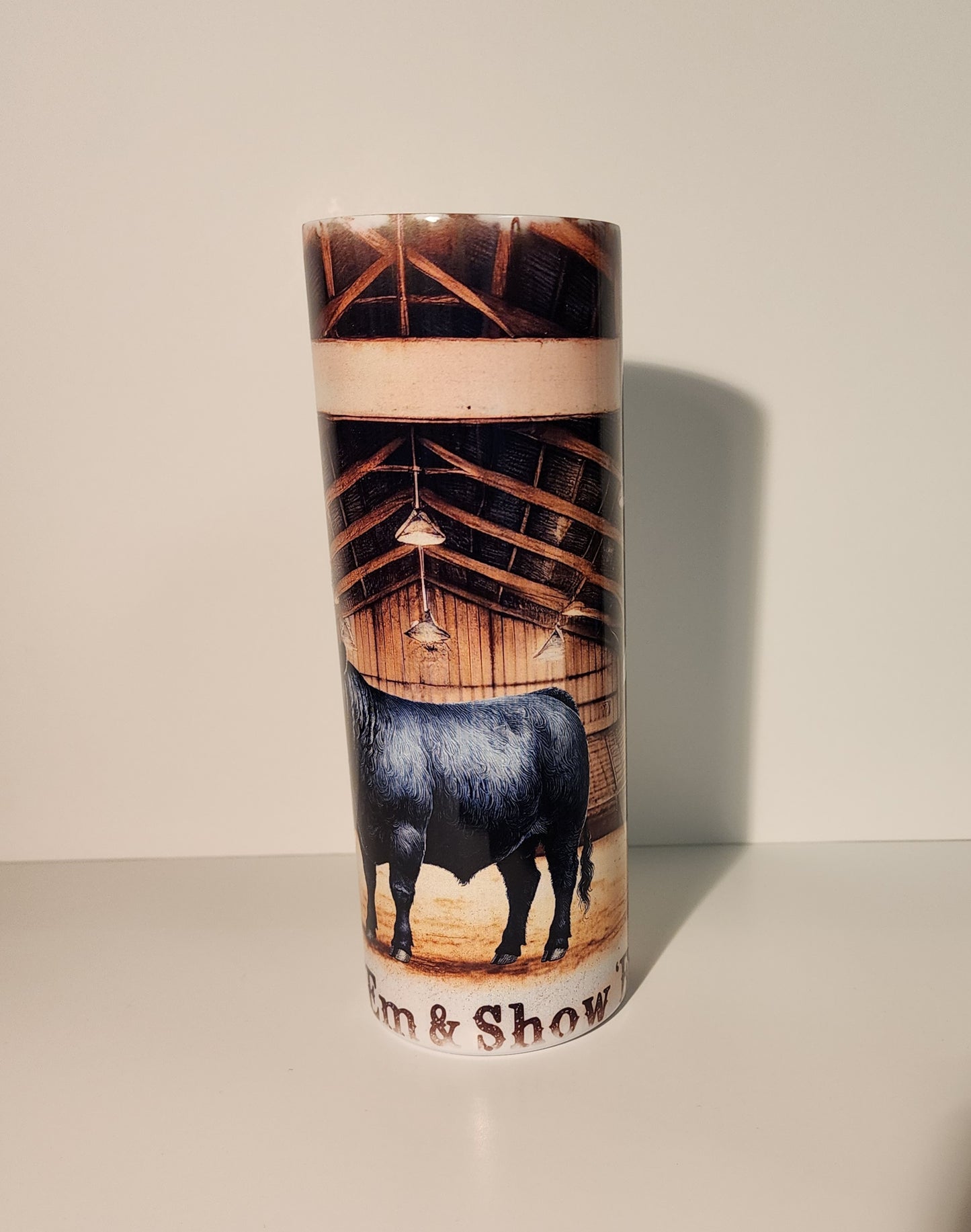 Light Blue 3-Grow 'Em & Show 'Em" Cattle Barn Design Tumbler