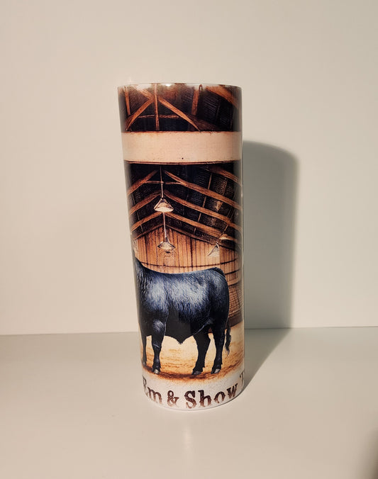 Light Blue 3-Grow 'Em & Show 'Em" Cattle Barn Design Tumbler