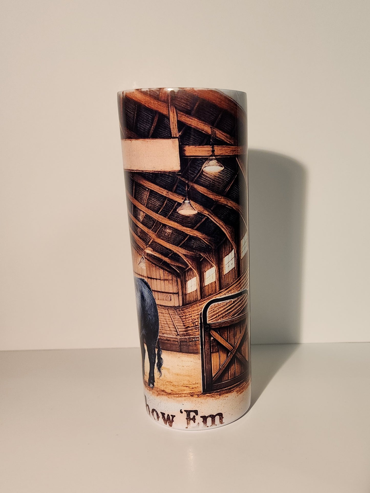 Light Blue 3-Grow 'Em & Show 'Em" Cattle Barn Design Tumbler