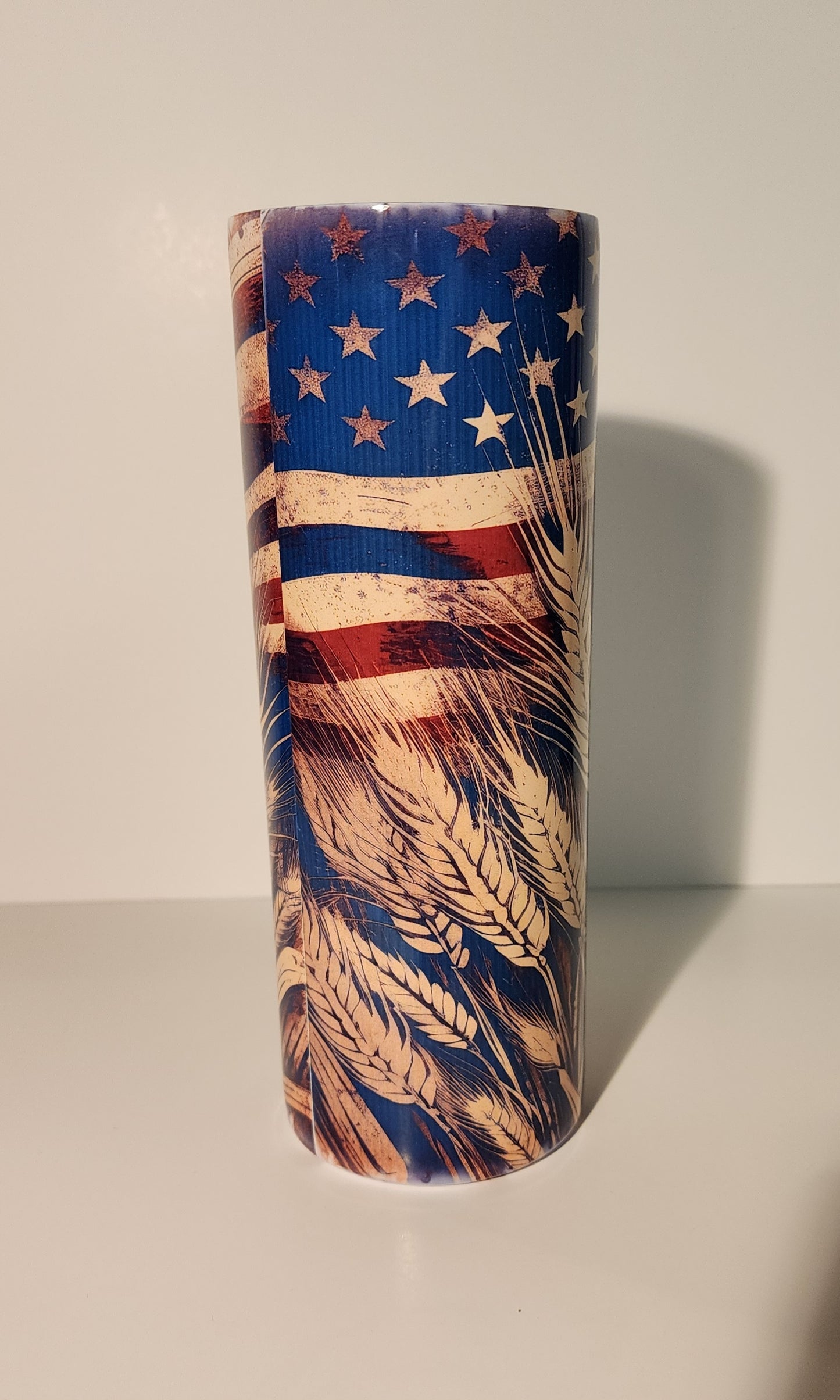 Flag Behind Wheat Tumbler