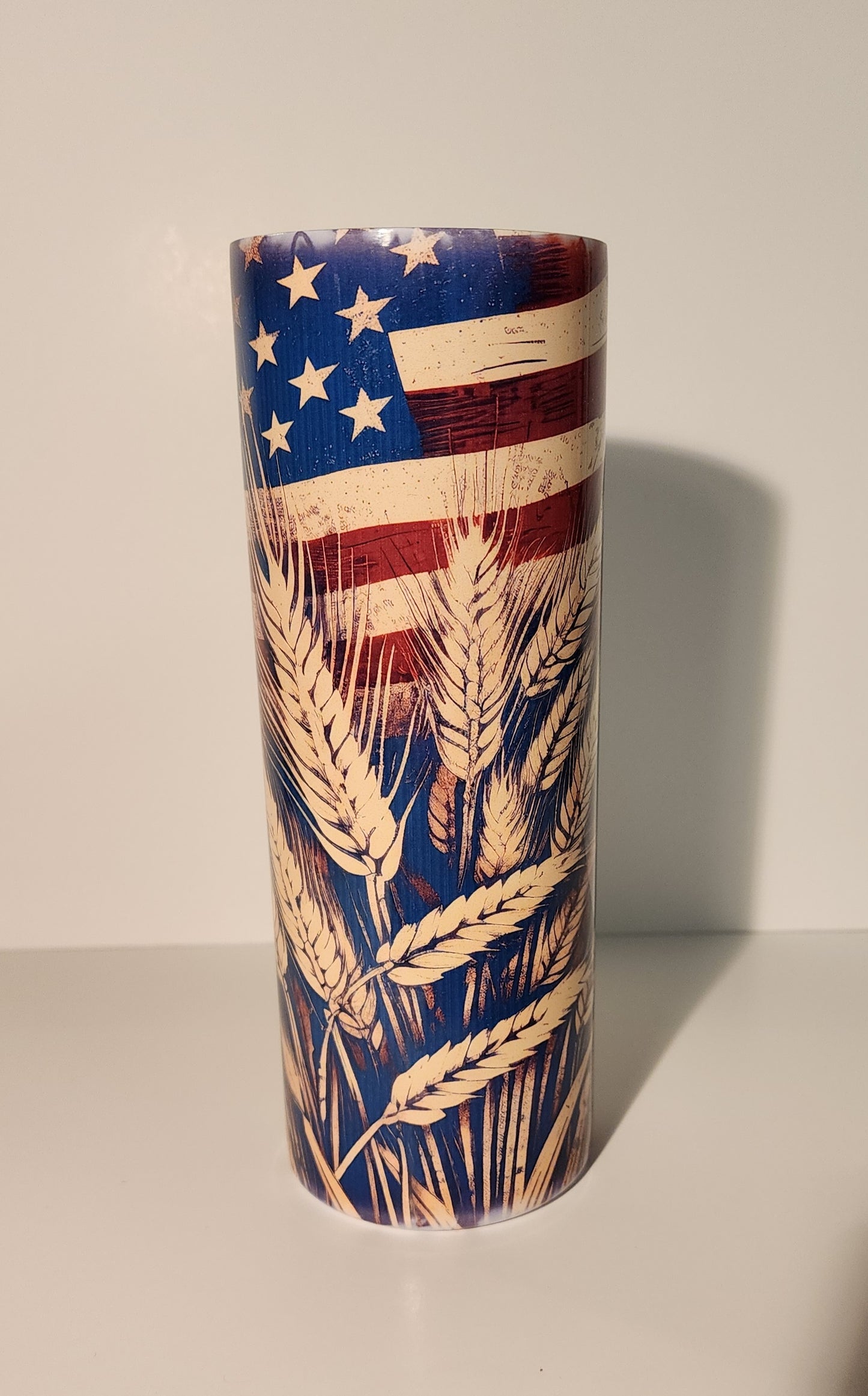 Flag Behind Wheat Tumbler