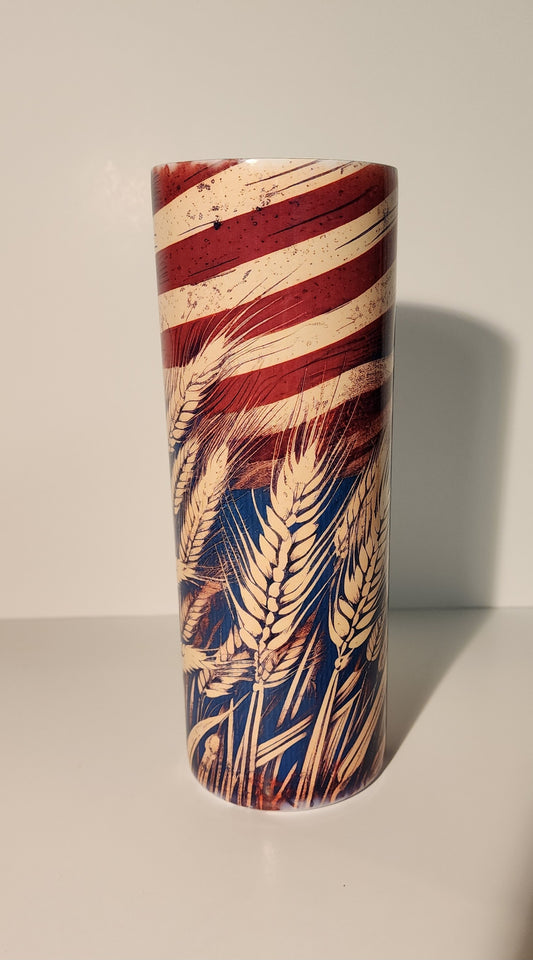 Green 3-Flag Behind Wheat Tumbler