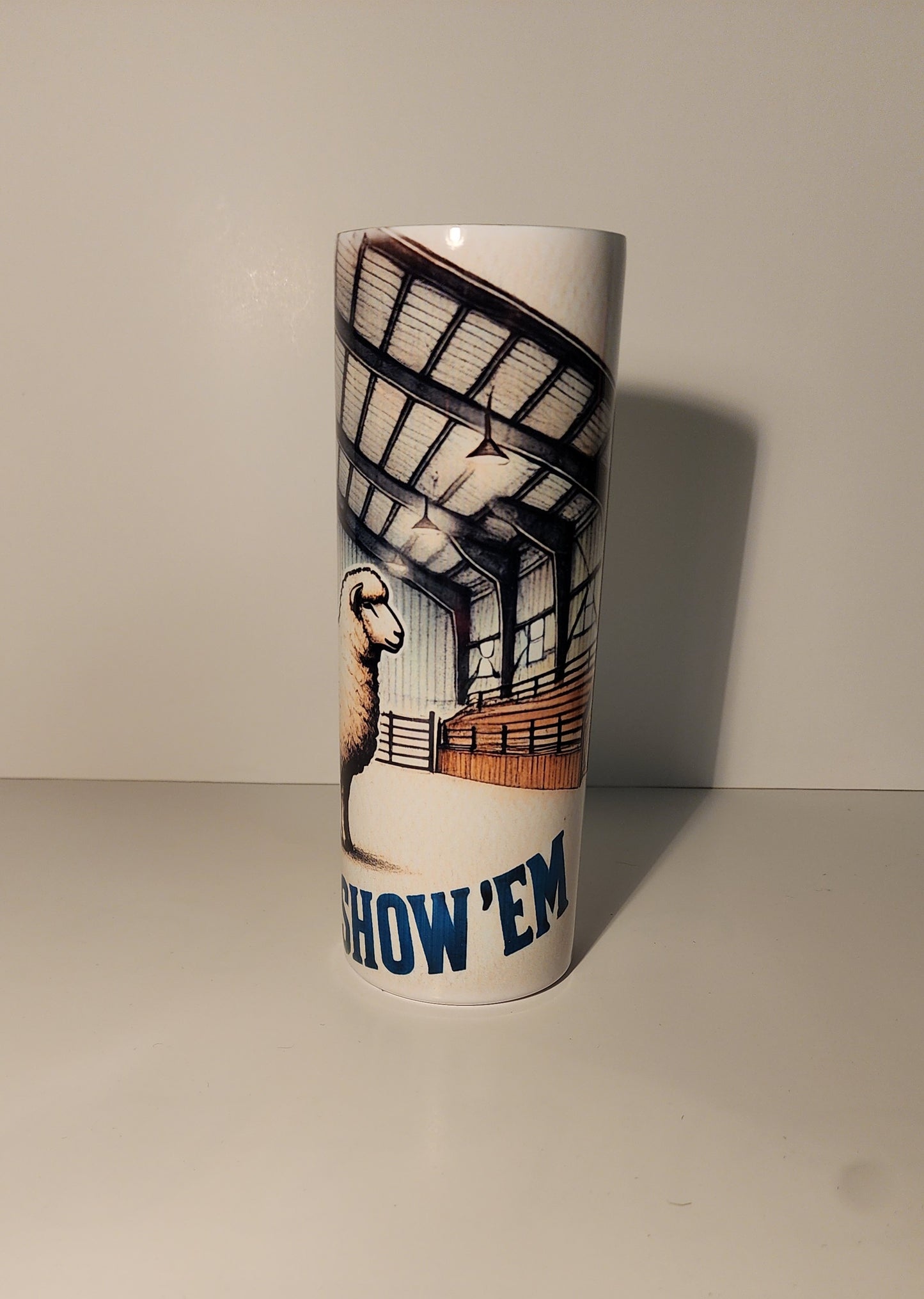 Light Blue 2-Grow 'Em & Show 'Em" Sheep Barn Design Tumbler