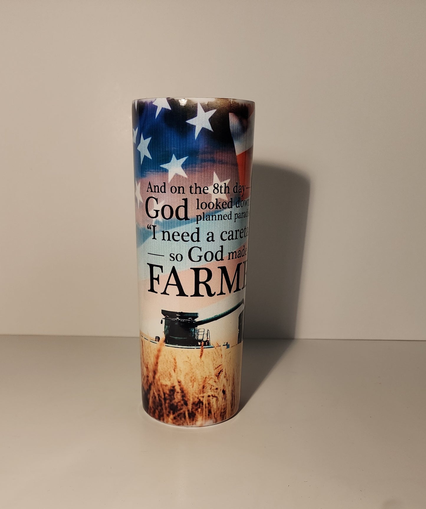 Green 7-Patriotic Farmer Design Tumbler