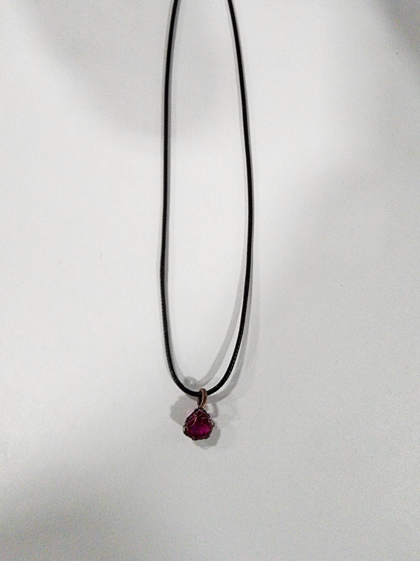 Wire-Wrapped Pink Lab-Created Sapphire Pendant Necklace