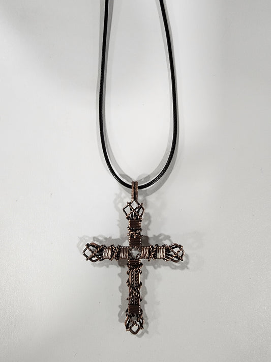 Handcrafted Wire-Wrapped Cross Pendant Necklace