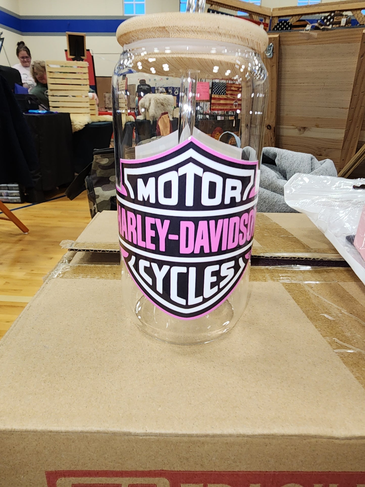 Harley-Davidson Inspired 16oz Beer Glass-Pink Logo