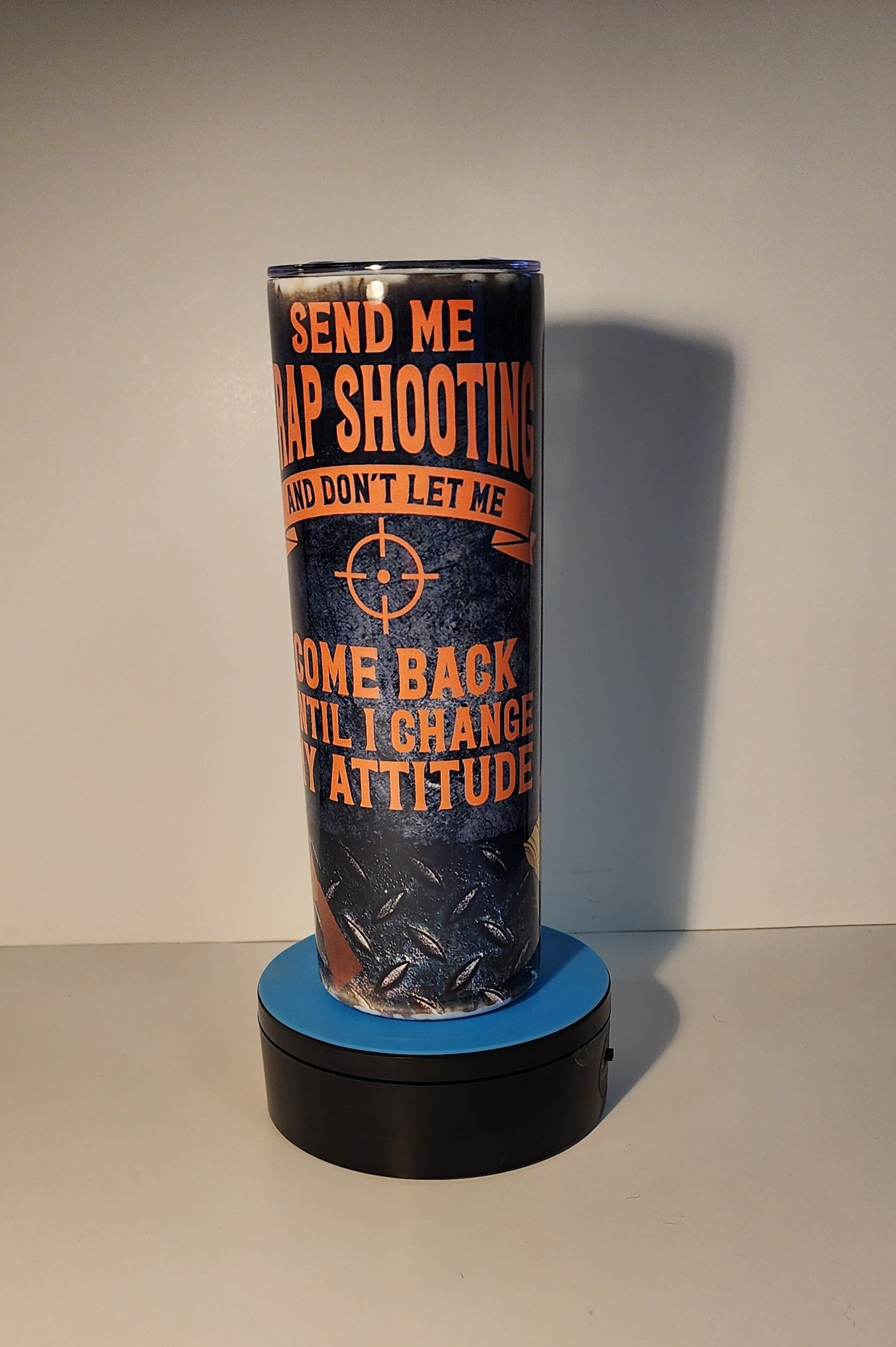 Yellow 8-“Send Me Trap Shooting” Tumbler