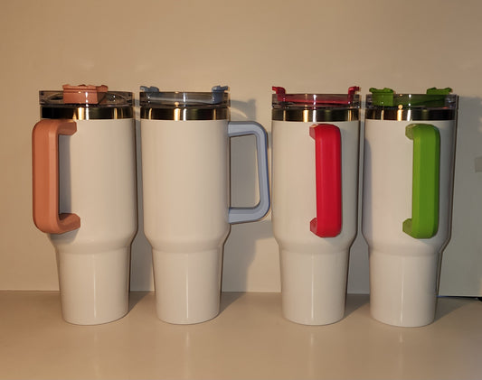 Custom 40 oz Tumbler with colored handle and lid