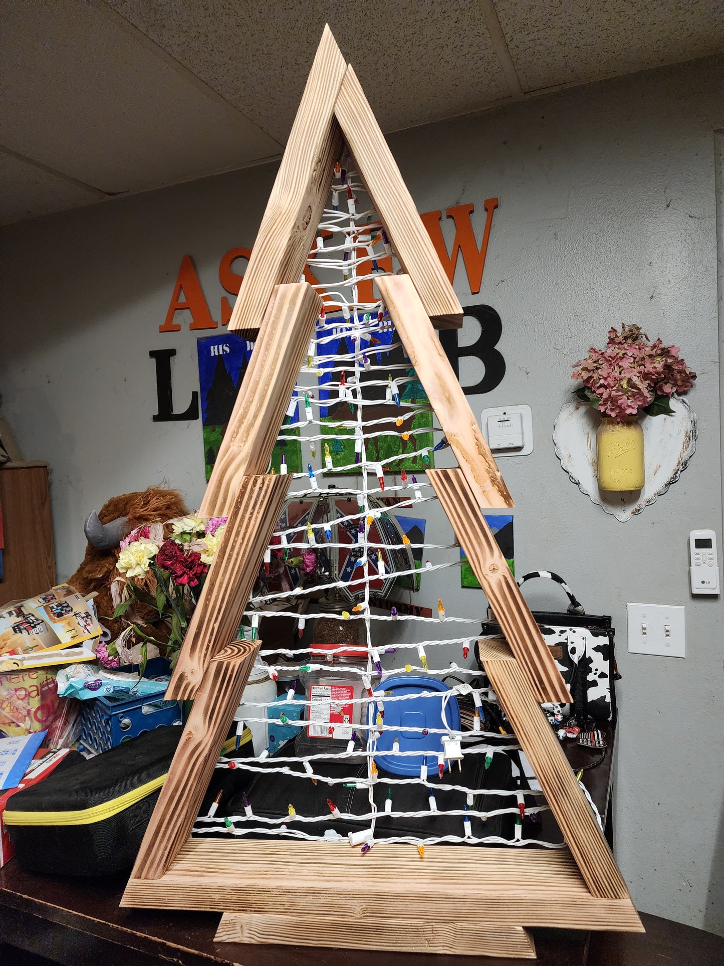 Rustic Scorched Wood Christmas Tree – 44” Tall – Handmade in the USA-Large