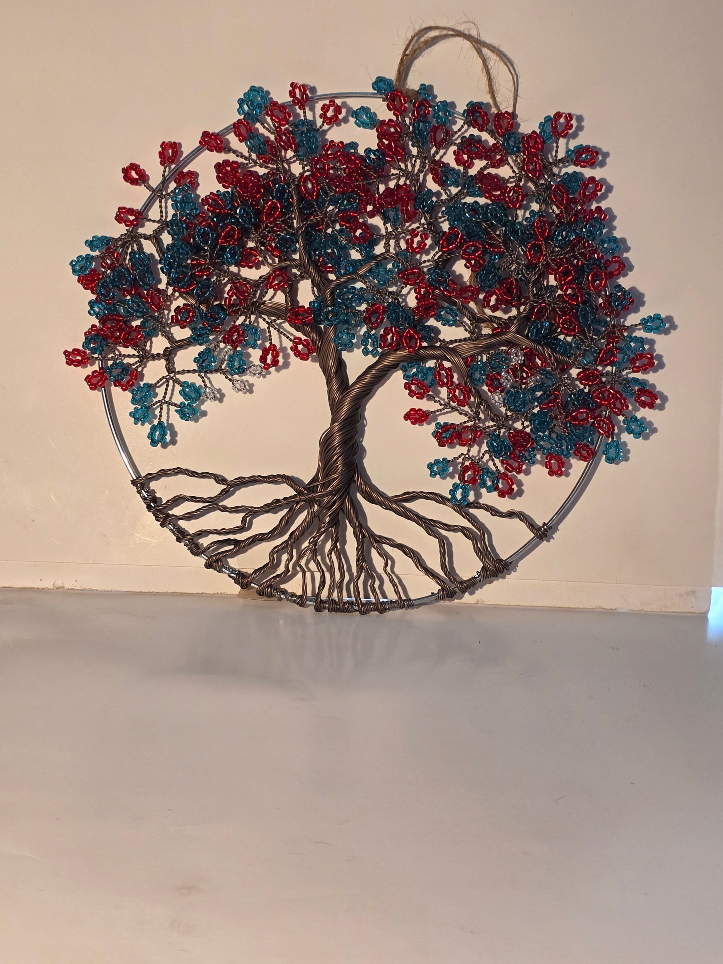 Handmade Tree of Life Wall Hanging – Wire Wrapped Art with Colored Glass Beads