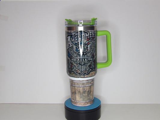 Dark Blue 20-40 oz Patriotic 2nd Amendment Tumbler with Handle and Straw