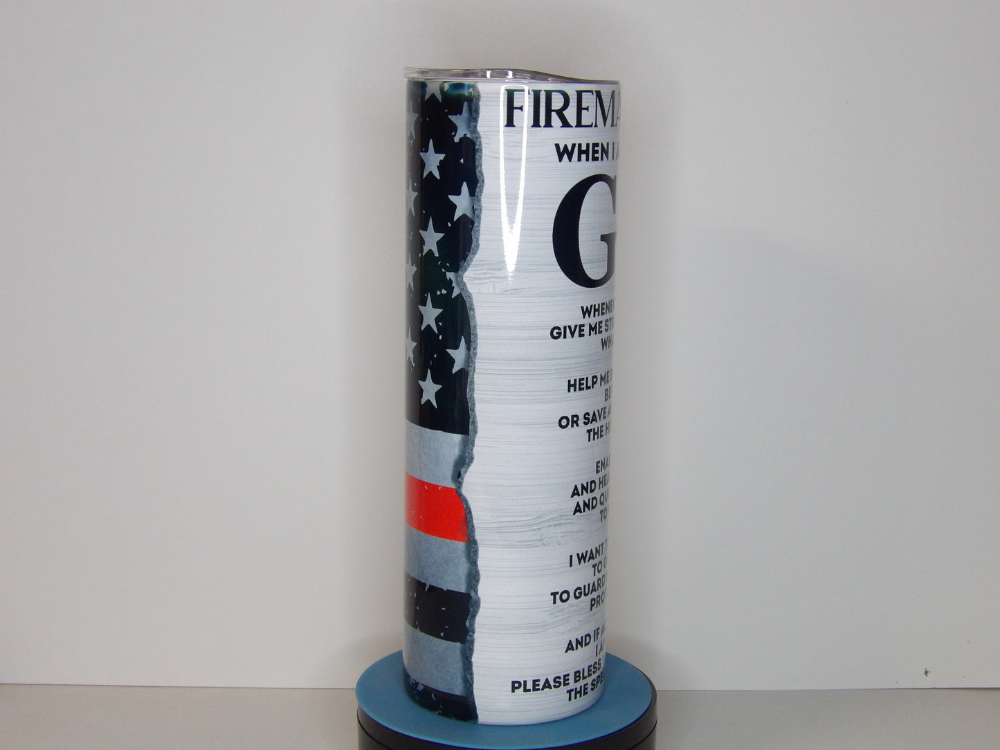Pink 32-30oz Fireman’s Prayer Thin Red Line Tumbler – Made in the USA
