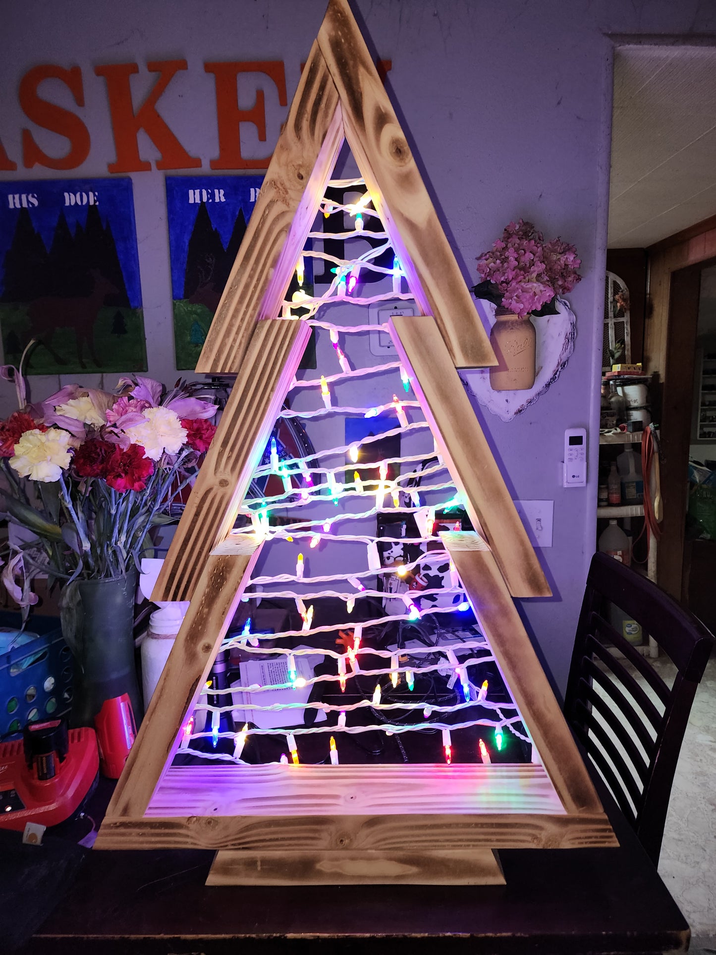 Rustic Scorched Wood Christmas Tree – 33” Tall – Handmade in the USA-Medium