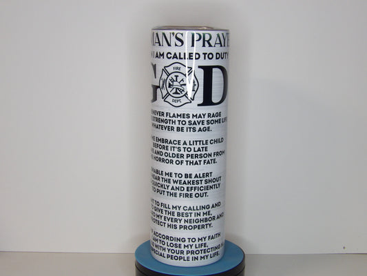 Pink 32-30oz Fireman’s Prayer Thin Red Line Tumbler – Made in the USA