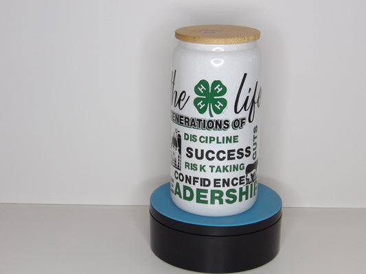 Light Blue-9 16oz 4-H Life Glass Canister – Custom UV DTF Wrap with Bamboo Lid