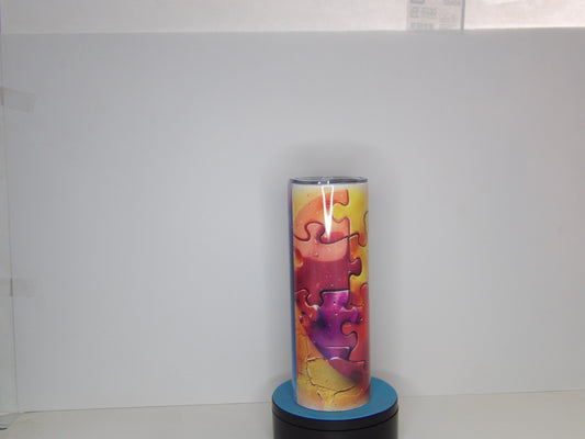 Purple 14-20oz Autism Awareness Puzzle Piece Tumbler – Insulated Stainless Steel with Lid