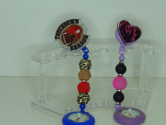 Beaded Badge Reels with Watch – Handmade in the USA, Functional & Stylish