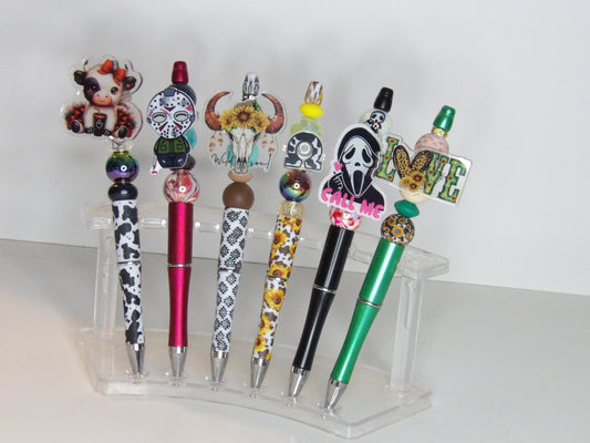 Beaded Spinner Pen with Acrylic Focal – Handmade, Refillable & Fun