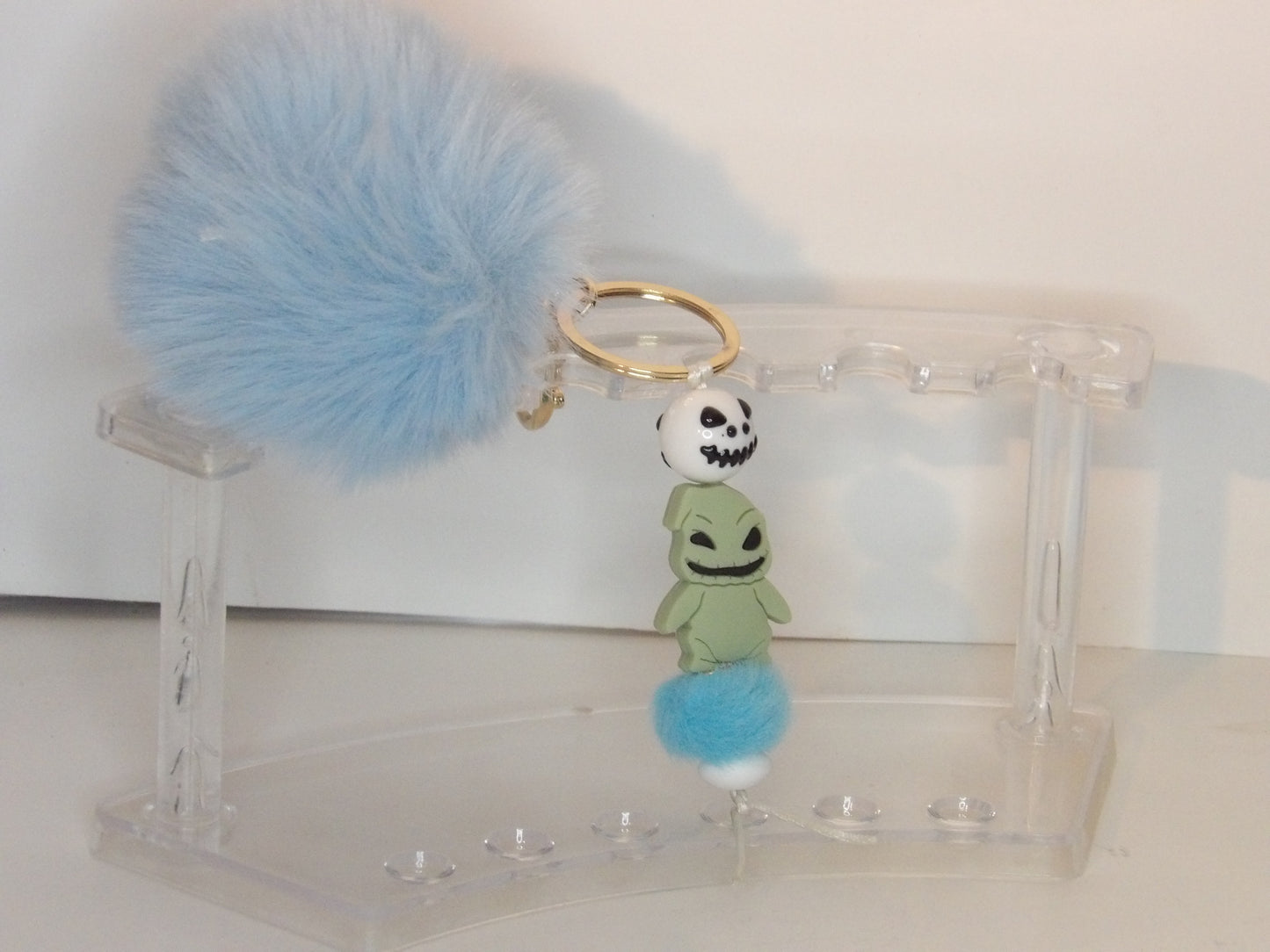 Beaded Keychain with Poof Ball and Character Focal