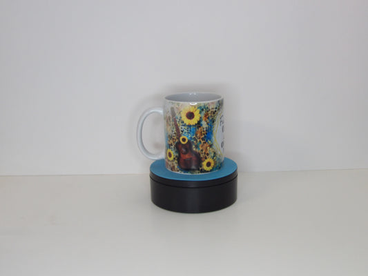 Green 10-"Fueled by Coffee and Country Music” Mug – 11oz Ceramic Coffee Cup with Boots, Sunflowers & Butterfly Design