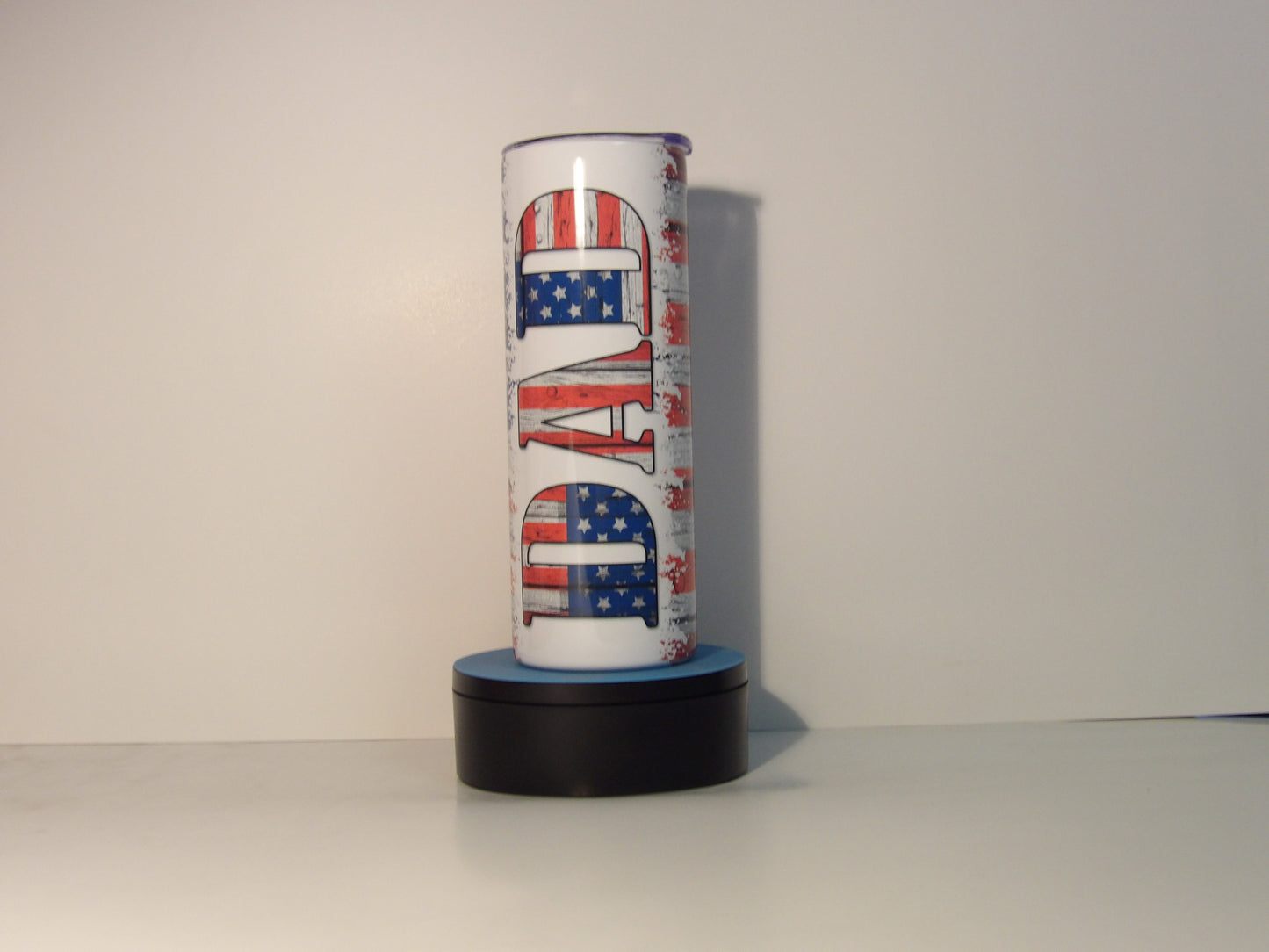 Dark Blue 7-Patriotic "DAD" Tumbler – American Flag Design