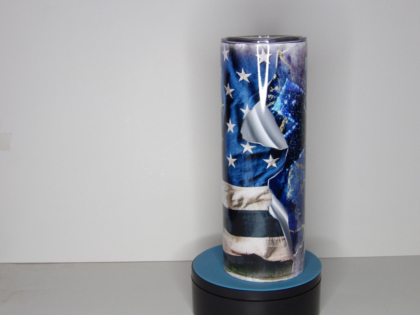 Pink 31-EMS American Flag Tumbler – Star of Life Blue Galaxy Design