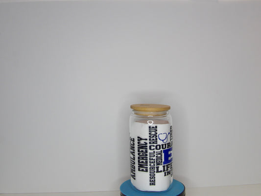 Pink 13-EMT Sayings Glass Jar – A Tribute to First Responders