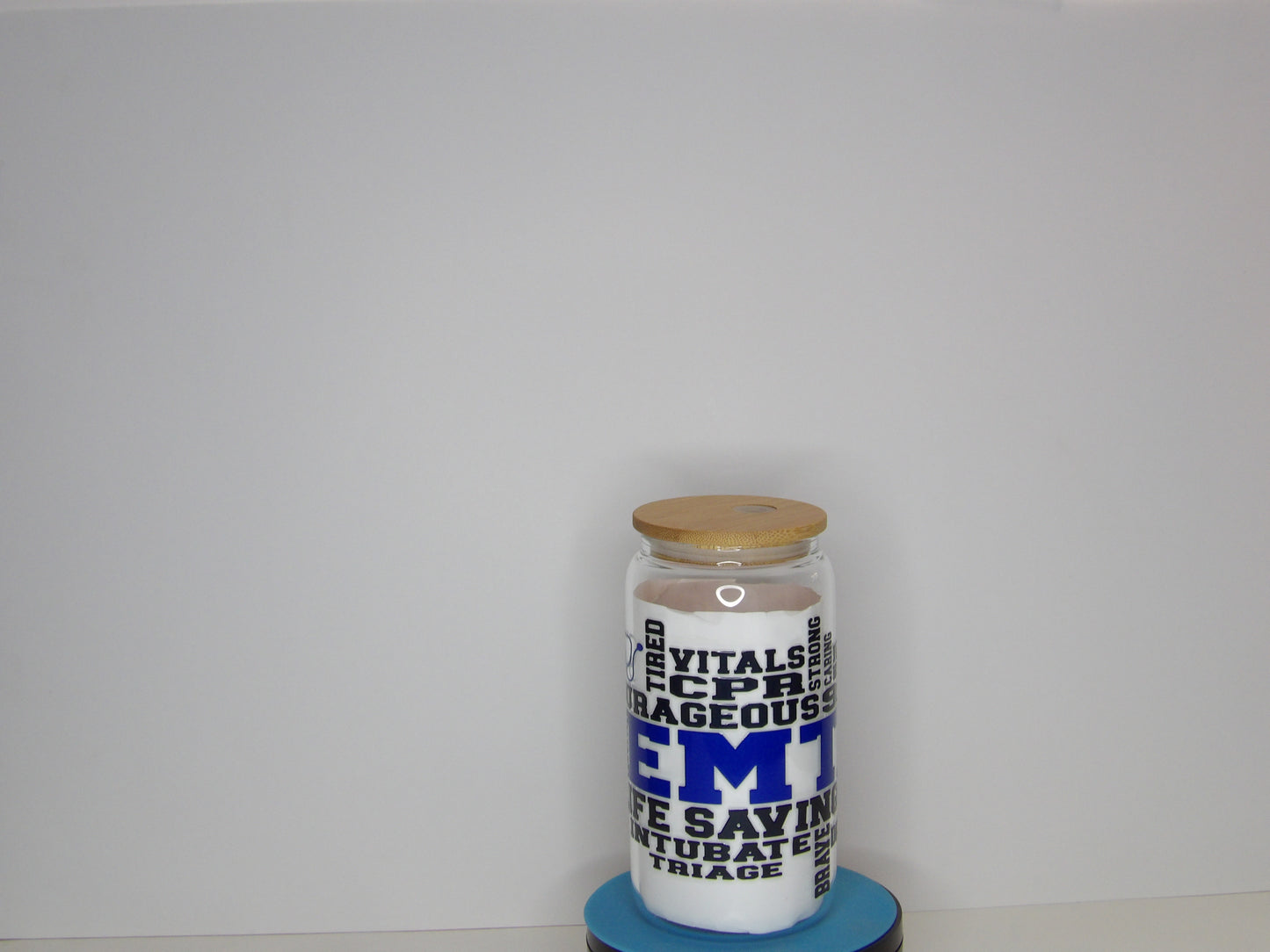 Pink 13-EMT Sayings Glass Jar – A Tribute to First Responders