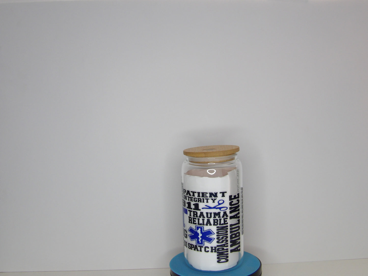Pink 13-EMT Sayings Glass Jar – A Tribute to First Responders