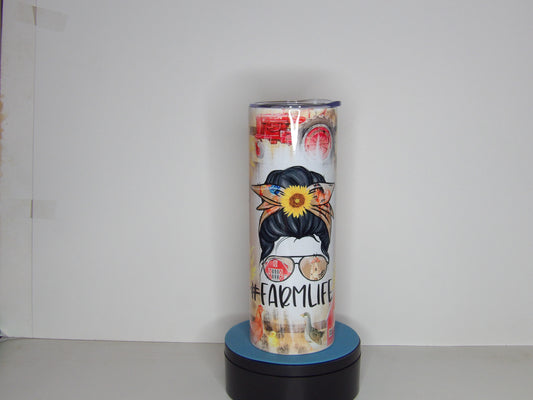 Green 12- 20 oz Farm Life Tumbler – Sunflowers, Barnyard Animals & Country Vibes