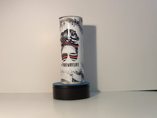 Pink 5-Fire Wife Life Tumbler – Thin Red Line Edition