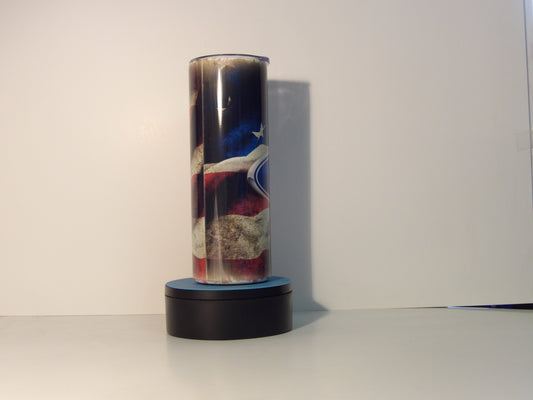 Orange 5-American Flag Distressed Design with Classic Ford Logo