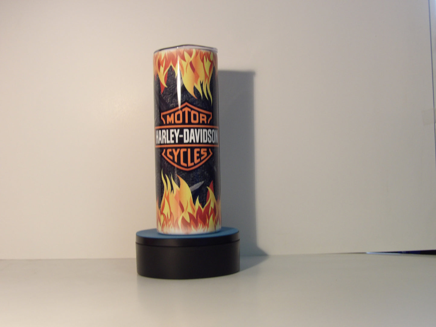 Orange 9-Harley-Davidson Inspired Tumbler – Flames & Diamond Plate