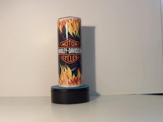 Orange 9-Harley-Davidson Inspired Tumbler – Flames & Diamond Plate