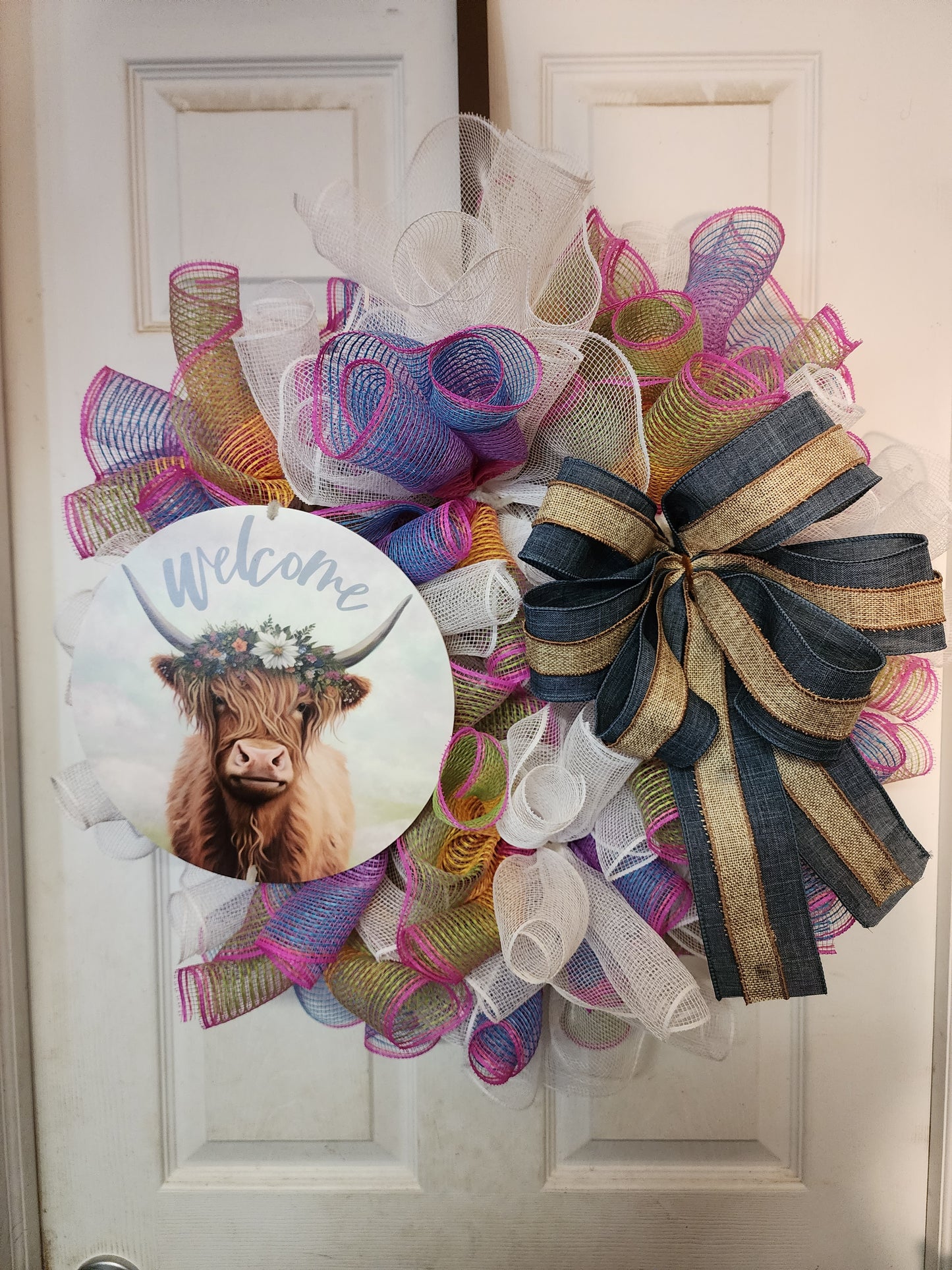 Highland Cow Deco Mesh Wreath