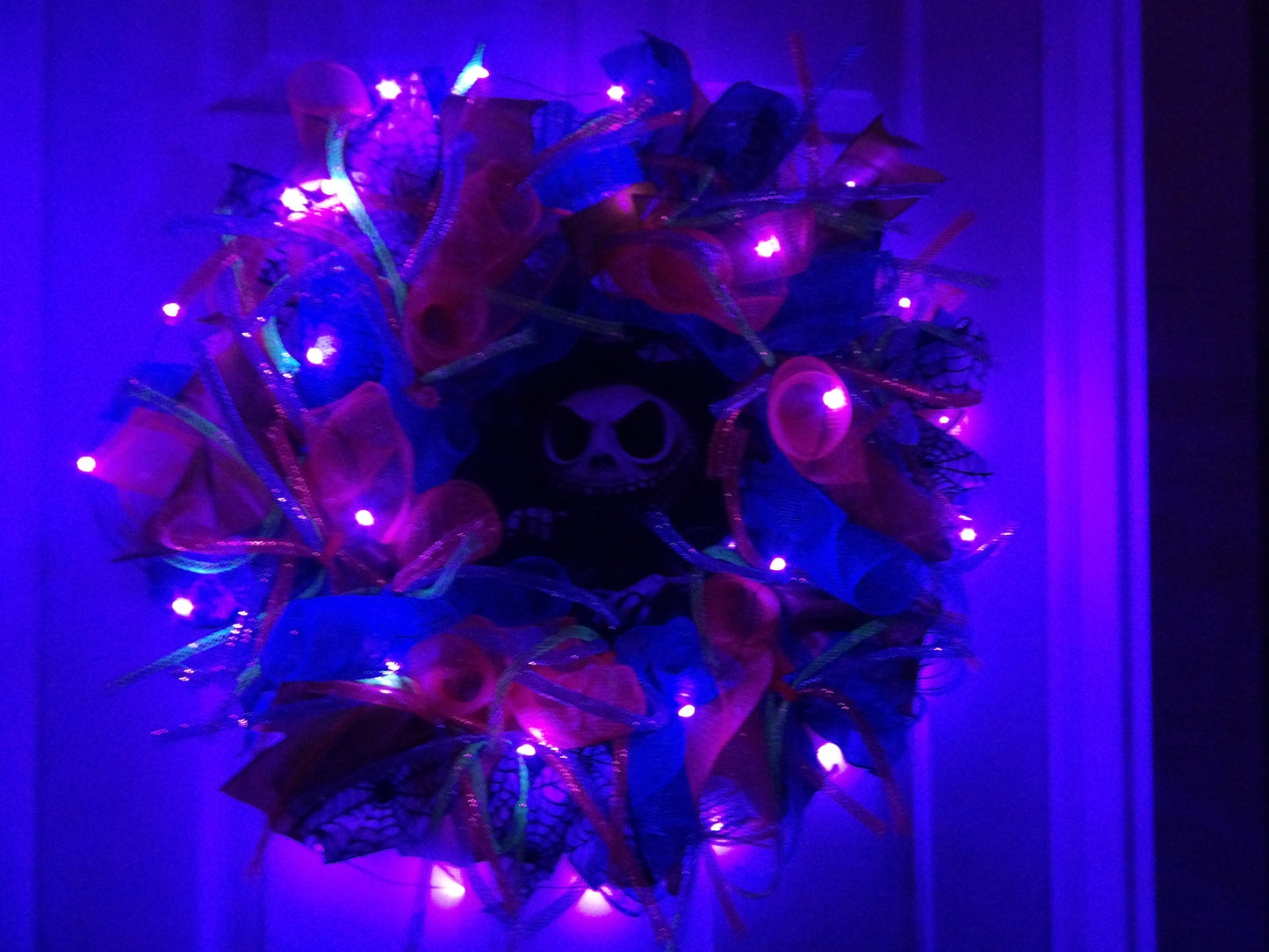 Jack Skellington Halloween Wreath with Lights – Handmade Indoor Décor
