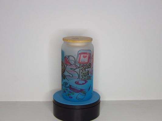 Pink 21-16 oz Frosted Glass Can – Nurse Life Design