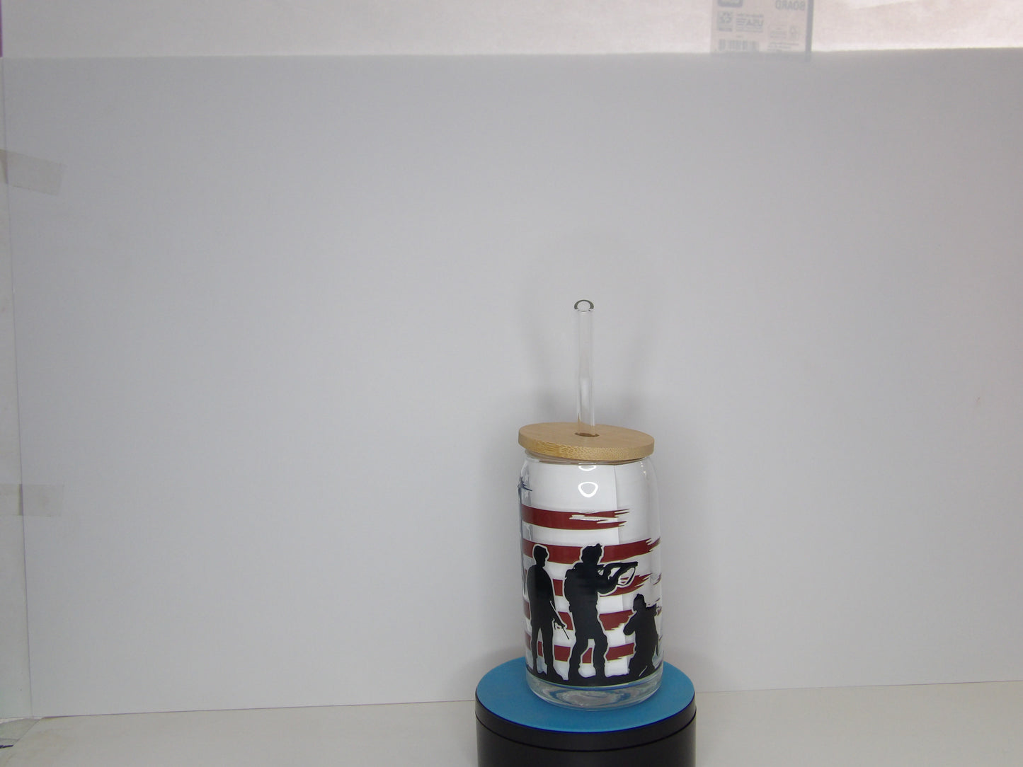 Dark Blue 16-Patriotic Military-Themed Glass Jar with Lid