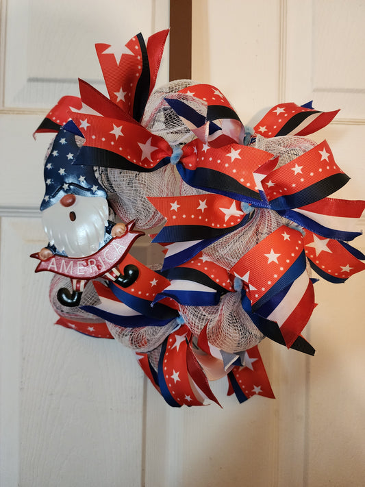 Gnome Wreath with Poofs and Ribbons